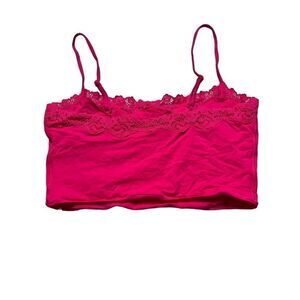 Skims Women's Pink Fits Everybody Corded Lace Crop Camisole Top Size Large NWT
